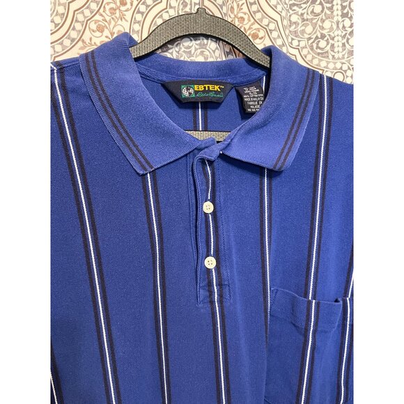 Eddie Bauer Golf Polo Shirt XL Blue Striped Short Sleeve Mens Shirt - Picture 10 of 10